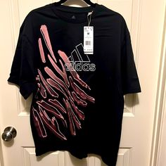 Nwt Size Medium Adidas Black Tshirt Adidas Black T-shirt With Letter Print, Adidas Baby, Adidas Short, Adidas Tee, Adidas Trefoil, Adidas Golf, Tennis Shirts, Orange T Shirts, Adidas Shirt