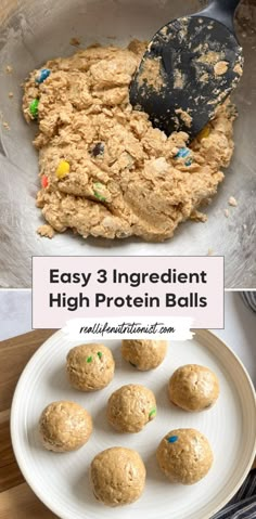 the ingredients for an easy 3 ingredient high protein ball recipe