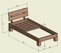 a bed frame is shown with measurements for the headboard and foot board on it