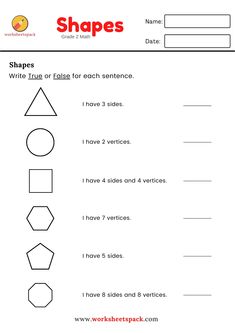 Grade 2 Math Shapes Printable. Write True or False for each sentence. 2d Shapes Worksheet 2nd Grade, Olympiad Maths Worksheet For Grade 2, Shapes Activities For Grade 1, Plane Shapes Worksheets, Geometry Worksheet Class 3, Basic Geometry Worksheets, Shapes Worksheet For Class 1, Plane Shapes Activities, 2d Shapes Worksheets For Grade 1