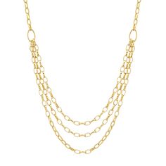 Jennifer Meyer | Tiered Small Edith Link Necklace Yellow Gold Multi-strand Necklaces For Formal Occasions, Yellow Gold Multi-strand Necklace With Adjustable Chain, Elegant Multi-strand Layered Chain Necklace, Elegant Layered Multi-strand Chain Necklace, Elegant Yellow Gold Multi-strand Layered Necklace, Formal Multi-strand Yellow Gold Chain Necklace, Elegant Yellow Gold Layered Chain Necklace, Elegant Layered Yellow Gold Jewelry, Elegant Yellow Gold Layered Necklace