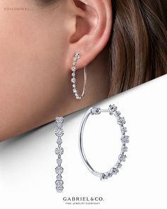 14K White Gold 30MM Diamond Earrings EG14316W45JJ #GabrielNY #UniqueJewelry #FineJewelry#GabrielAndCo #FineJewelry#FashionJewelry#UniqueJewelry #GiftIdeas #DiamondJewelry #Jewelry #gabrieljewelry#UniqueGifts  #Jewelry #Design#HandcraftedJewelry #Elegance #DiamondEarrings #UniqueEarrings #WhiteGoldEarrings#WhiteGoldFashionEarrings #GoldEarrings #FashionHoops#HoopEarrings #GoldHoops #GoldHoopEarrings#DiamondHoops#UniqueHoops #14k #14kWhiteGold #14kEarrings #14kDiamondEarrings Single Diamond Earrings, Diamond Bali, Expensive Jewellery, Gabriel Jewelry, Bali Earrings, Art Ring, Diamond Earring, Expensive Jewelry, White Gold Earrings