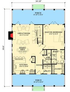 the floor plan for a small cabin home