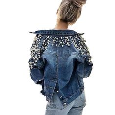 Pear Decor, Alter Jeans, Long Sleeve Jean Jacket, Military Style Jackets, Short Long