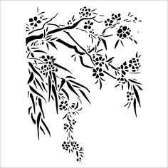 a black and white drawing of branches with berries