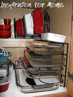 there are many dishes stacked on top of each other in this kitchen cabinet with the words, preparation for moms