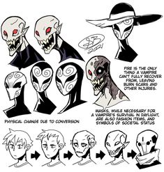 the character sheet for an animated movie with different facial expressions and headgear designs