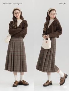 Library Date, Modest Girly Outfits, Brown Autumn, Everyday Fashion Outfits, Japanese Outfits, Modest Fashion Outfits, Midi Skirts, Autumn Outfit