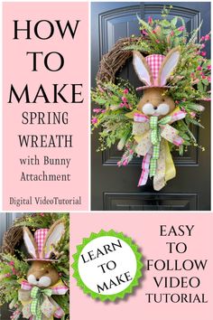 How to Make a Spring Wreath with Bunny Attachment, Wreath Making Tutorial, DIY Easter Wreath
​
​Join me in Ashley’s Wreath Class and let me teach you How to Make a Spring Door Wreath with a Bunny Attachement!
​
​🌸 This DIY video tutorial teaches how to create an Easter wreath with large bunny wreath attachment, artificial flowers and faux greenery. It’s perfect for easy front porch decorating this spring!