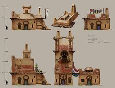 some type of building that is made out of clay and has many different angles to it