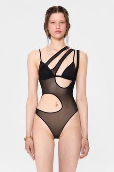 Sleeveless see-through mesh bodysuit with an asymmetric neckline, and front cut-outs.We recommend wearingwith seamless nude underwear. Festival or party outfit.Mesh: 90% polyamide, 10% elastane.Fabric: 90% polyamide, 10% elastane. Body Suit Outfits, Asymmetric Neckline, Couple Games, Cutout Bodysuit, Mesh Bodysuit, Swimwear Dress, Elastane Fabric, Fun Couple, Black Bodysuit