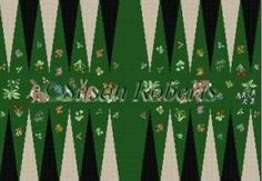 an image of a green and white striped pattern with animals on it's side