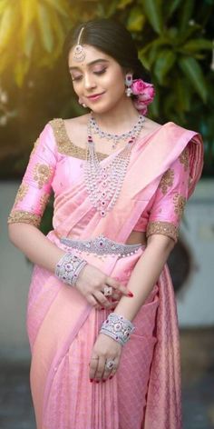 Baby Pink Saree, Pink Blouse Designs, Pattu Saree Blouse Designs, Breathtaking Photography, Raw Silk Saree, Mens Kurta, Banarasi Silk Saree, Wedding Saree Indian