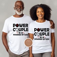 Introducing the perfect Valentines Day T-shirts Couples. This stylish Power Couple T Shirt is not only a great way to showcase your connection but also make a statement wherever you go. Made from high-quality material, this shirt is comfortable to wear and easy to style. Whether you're celebrating a special occasion or just want to show off your bond, this power couples t-shirt is the perfect choice. Add it to your wardrobe today and let the world know you're a dynamic duo! Shop our super cute P Couple Tshirts Funny, Wife Clothes, Power Couples, Couples Shirts, Couple Tshirts, Dynamic Duo, Power Couple, Couple T-shirt, Jesus Shirts