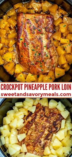 crockpot pineapple pork loin with potatoes and carrots