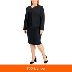 in stock Knee-length Spring Office Outerwear, Knee-length Spring Outerwear For Office, Classic Knee-length Spring Outerwear, Tailored Knee-length Spring Outerwear, Plus Size Business, Plus Size Cardigan, Business Casual Work, Le Suit, Plus Size Cardigans