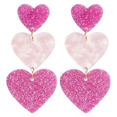 PRICES MAY VARY. ❤PINK EARRINGS: novative design style perfect for you and your Fashion outfits, Wear it so that you are more attractive. ❤SIZE EARRINGS: Length:2.48", Width: 1.3", Weight: 0.007oz/3g each, Color bright and lightweight,nickel free and hypoallergenic,comfortable to wear. ❤WILD APPLICATIONS: these pink girls earrings are suitable for various occasions, such as Christmas, Halloween, costume party, theme party, bachelor party, masquerade. ❤SPARKLING GIFT:earrings to your outfit or as Comfortable Earrings, Hot Pink Earrings, Pink Heart Earrings, Red Heart Earrings, Earrings Dangle Simple, Romantic Earrings, Triple Heart, Heart Earring, Sweet Earrings