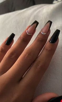 Coffin New Years Nails, Black Nails Medium Length, Ballerina Nails Designs, Hoco Nails, Formal Nails, Diy Acrylic Nails, Homecoming Nails Acrylic, Basic Nails, Work Nails