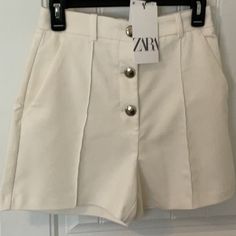 Super High Waisted Tailored Shorts Nwt. They’re Very Flattering On, Just Too Tight For Me To Comfortably Wear. Open To Offers! Trendy White Shorts For Workwear, Chic Pants With Button Closure, Chic Short Length Pants With Button Closure, Elegant High-waisted Shorts With Button Closure, Elegant High Waist Shorts With Button Closure, Elegant Short Bottoms With Button Closure, Elegant Short Pants For Day Out, Zara Shorts For Workwear, White High-waist Shorts With Button Closure