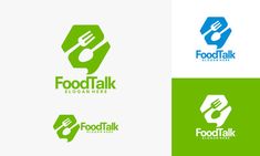 food talk logo design with fork and spoon