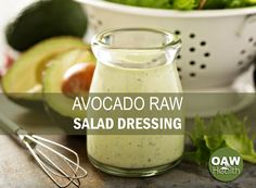 avocado raw salad dressing in a small glass jar