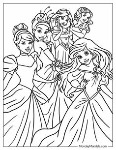 disney princesses coloring pages for kids to print out and color with their names on them