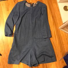 Jean Material Play Suit/Romper French Connection Never Worn Very Expensive!! Make Offers! Blue Denim Jumpsuit For Spring Workwear, Blue Denim Jumpsuit For Work In Spring, Chic Long Sleeve Cotton Denim Jumpsuit, Play Suit, Jean Material, Jeans Material, French Connection, Playsuit, Color Blue