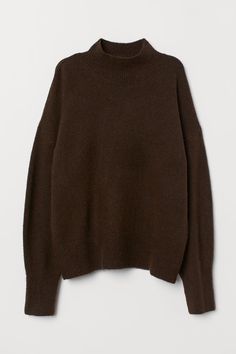 Sweater in a soft fine knit with dropped shoulders  long sleeves  and wide ribbing at neckline  cuffs  and hem. H&m Winter Sweatshirt With Ribbed Cuffs, Fall Sweater With Funnel Neck And Ribbed Cuffs, Fall Fine Knit Sweater With Funnel Neck, Fall Funnel Neck Fine Knit Sweater, Fall Funnel Neck Sweater With Ribbed Cuffs, H&m Long Sleeve Sweatshirt With Ribbed Cuffs, H&m Oversized Winter Sweatshirt, Oversized H&m Winter Sweatshirt, Oversized H&m Sweatshirt For Winter