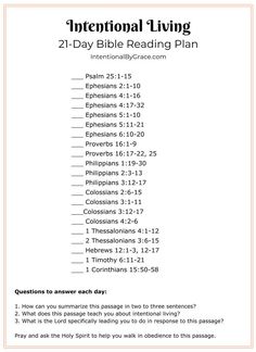 the printable bible reading plan for international living, with instructions to help students learn how to use it