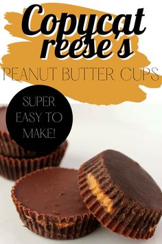 Two copycat Reese's Peanut Butter Cups stacked atop one another with a third peanut butter cup in background. Chocolate Mousse Cheesecake, Fudge Easy, Homemade Peanut Butter, Fruity Desserts, Peanut Butter Cup