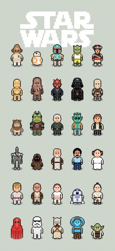 star wars pixel art poster with all the characters in each character's avatars