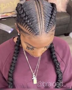 Four Cornrow Braids Black Women, Two Line Hairstyles For Black Women, Two Braided Cornrow Hairstyles, Two Cornrow Hairstyles For Black Women, 2 Braid Cornrow Hairstyles, Cornrow 2 Braids, 2 Cornrow Braids Black Women, Four Cornrows Braids For Black Women, Cornrow In Two Hairstyles