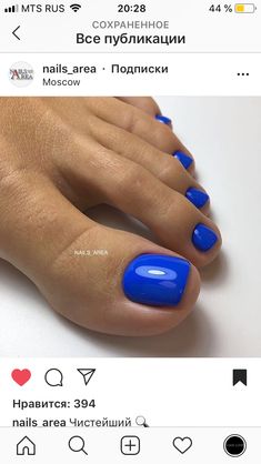 Feet Nail Art Designs, Feet Nail Art, Blue Toe Nails, Waterslide Nail Decals