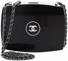 Chanel CC Logo Plexiglass Black Makeup Compact Minaudière Chain Clutch Bag  #ad Iconic Makeup, Makeup Compact, Black Makeup Bag, Makeup Icons, Womens Designer Bags, Chanel Makeup, Black Makeup, Woven Chain, Leather Weaving