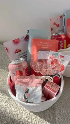 Creative Amazon Gift Basket Ideas - Maxie Elise Valentines Basket, Pink Gift Basket, Custom Gift Ideas, Girl Gift Baskets, Birthday Presents For Friends, Cute Birthday Ideas