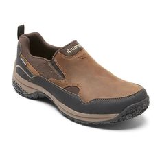 Men's Cloud Plus Waterproof Slip-On Shoe – Rockport Brown Rubber Sole Slip-ons For Outdoor, Outdoor Moc Toe Slip-resistant Walking Shoes, Slip-resistant Moc Toe Walking Shoes For Outdoor, Outdoor Slip-ons With Round Toe And Rubber Sole, Outdoor Slip-on Walking Shoes With Arch Support, Functional Outdoor Slip-ons With Rubber Sole, Brown Slip-on Shoes For Outdoor Activities, Rugged Slip-on Outdoor Walking Shoes, Rugged Slip-on Walking Shoes For Outdoor