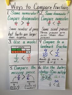 two different types of compare fractions on a piece of paper