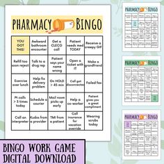 the printable pharmacy bingo game is shown