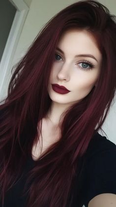 11 Black Cherry Hair Color Ideas: Stunning Looks to Inspire Your Style Dark Cherry Cola Hair Color, Ruby Red Hair Color, Red Black Hair, Cherry Cola Hair Color, Dark Burgundy Hair