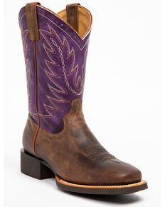 Shyanne Womens Purple Burnish Western Boots - Square Toe, Brown Purple Cowgirl Boots, Square Toe Boots Cowgirl, Purple Cowgirl, Country Girl Boots, Shyanne Boots, Women's Cowboy Boots, Boots Country, Womens Cowgirl Boots, Ariat Boots