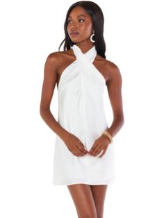 Show Me Your Mumu Jasmine Halter Mini Dress Luxe Satin White Bachelorette, How Many Bridesmaids, Rehearsal Dinner Dresses, Mumu Dress, Bridal Shower Dress, Shower Dresses, Mini Robes, Grad Dresses, Dinner Dress