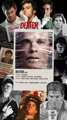 a collage of photos with the words dexter on it