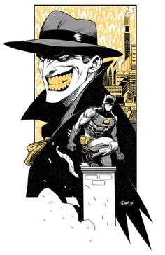 batman and the catwoman in black and yellow by mark vandermeer, who appears to be wearing a top hat