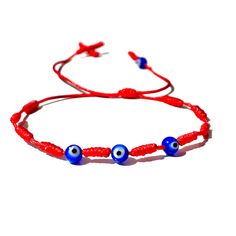 "Cross Rosary Bracelet with 10 knots and with 3 evil eye charms for a chic divine protection from negative energies and bad vibes with adjustable drawstring fit 5\" to 8\" inch wrist, Unisex, and waterproof, no need to remove even while showering, braiding quality is the best and designed to last, 120 days guarantee 𝗛𝗮𝗻𝗱𝗺𝗮𝗱𝗲 𝗴𝗶𝗳𝘁 A lovely handmade-cross-evil eye-red string-protection-gift for you and loved ones Hand-knotted with Love and care in our workshop Ready to ship today Made Red Spiritual Bracelets For Festivals, Red Spiritual Bracelets For Healing, Red Spiritual Bracelet For Healing, Adjustable Spiritual Braided Bracelet With Evil Eye, Spiritual Friendship Bracelets With Round Beads And Adjustable Cord, Blue Spiritual Bracelets With Sliding Knot, Adjustable Braided Evil Eye Bracelet For Spiritual Protection, Adjustable Spiritual Evil Eye Braided Bracelet, Blue Spiritual Bracelet With Adjustable Cord