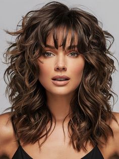 Medium To Long Shag Haircuts, Medium Layered Hair Curly, Curly Hair Cuts Medium Length Layers, Best Hair For Long Face Shape, Hair Styles Shag, Layered Hair With Curls, Best Haircuts For Women Over 50, Shag Haircut For Curly Hair, Curly Layered Shag