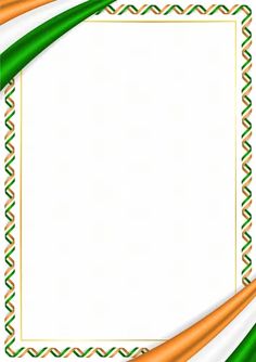 a green and orange ribbon with a white background