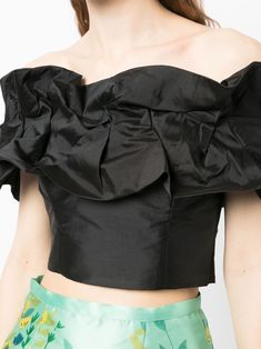 Off Shoulder Satin Top, Chic Silk Crop Top For Evening, Ruched Off-shoulder Crop Top For Party, Off-shoulder Ruched Crop Top For Party, Silk Crop Top For Evening, Fitted Silk Crop Top For Evening, Elegant Short Sleeve Crop Top For Party, Elegant Short Sleeve Party Crop Top, Satin Ruffle Tops For Evening