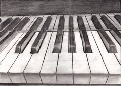 a pencil drawing of a piano keyboard