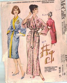 Kimono sewing pattern in various lengths. Pattern is counted and complete, showing slight wear appropriate to age. I have thousands of patterns I'm yet to list, so if you're looking for something specific please email me. Vintage Kimono Pattern, 50s Kimono Dress, Kimono Robes Pattern, Kimono Sewing Pattern, 1950s Patterns, Elegant Kimono, 1950s Sewing Patterns, Kimono Dressing Gown, Kimono Vintage