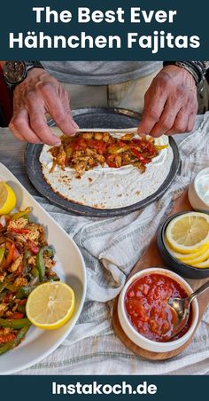 the best ever haunchen fajitas with lemons and ketchup